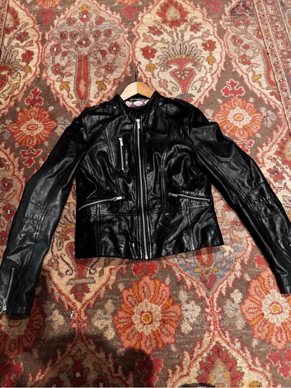 Black Rivet Genuine Leather Moto Jacket